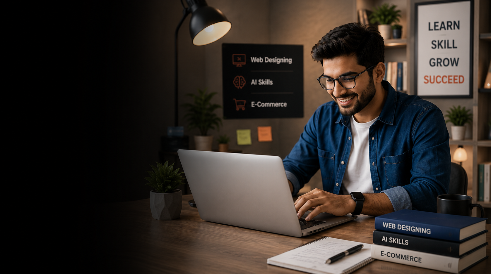 Learner developing practical career skills online